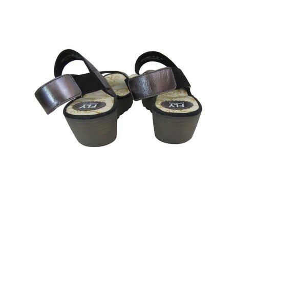 Fly London Yaco Graphite Leather Wedge Sandals US9 EU40 - Picture 4 of 6